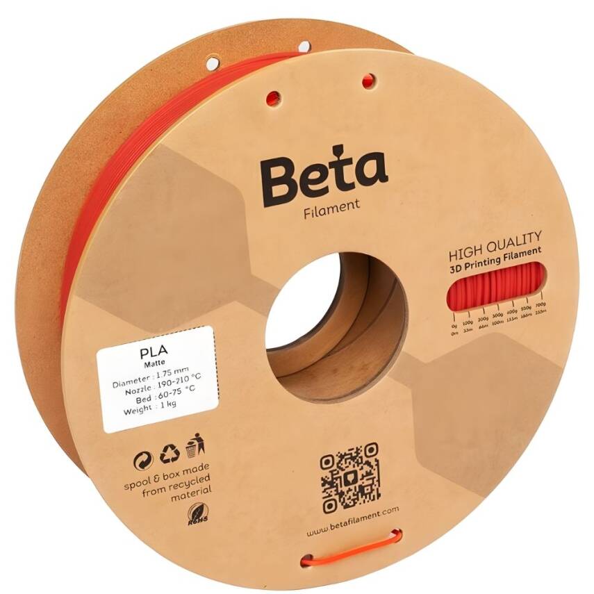 Beta PLA Mat Filament Çin Kırmızı - 1