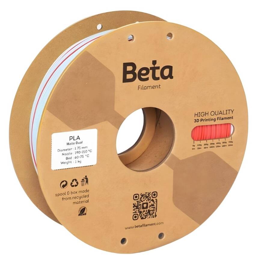 Beta PLA Mat Filament Mavi-Kırmızı - 1
