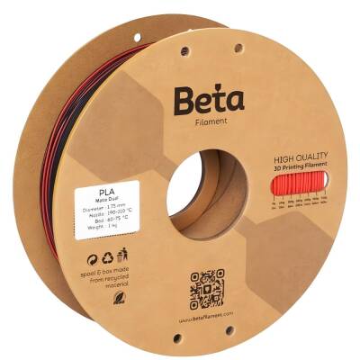 Beta PLA Mat Filament Siyah-Kırmızı