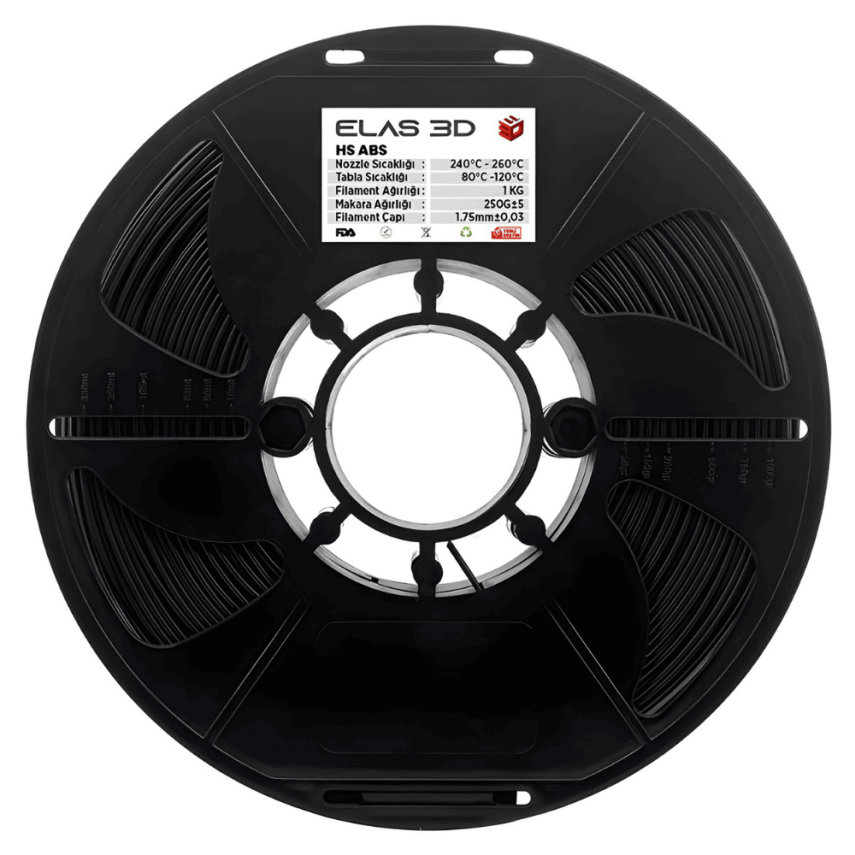 Elas Siyah ABS 1.75mm 1kg Filament - 3