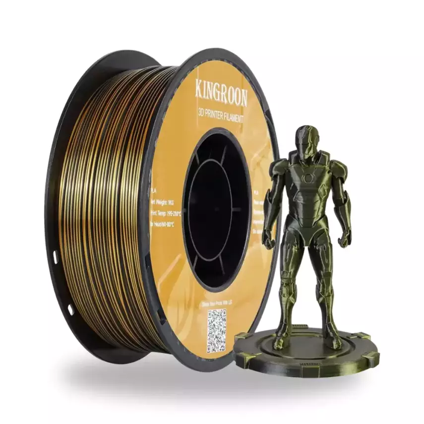 Kingroon PLA Silk Altın - Siyah Çift Renk Filament - 1