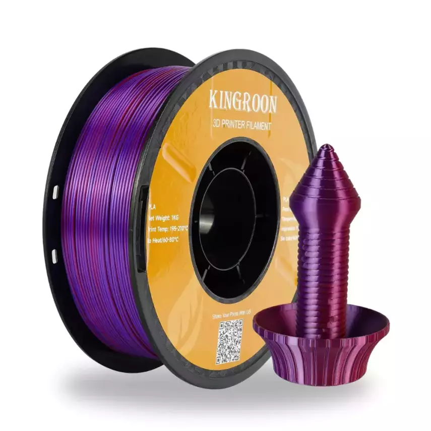 Kingroon PLA Silk Kırmızı - Altın - Mor Üç Renk Filament - 1