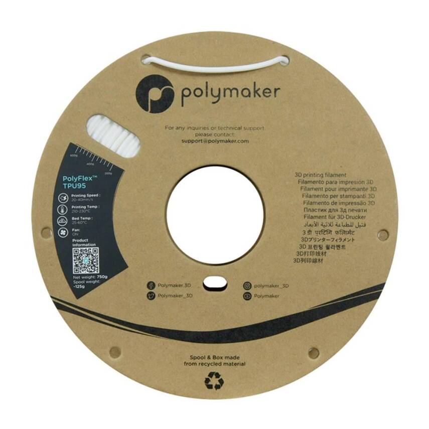 Polymaker PolyFlex TPU95 Filament Beyaz - 2.85mm - 3