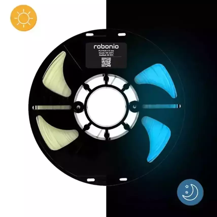 Robonio PLA+ Karanlıkta Parlayan Filament Mavi 1.75mm 1Kg - 1