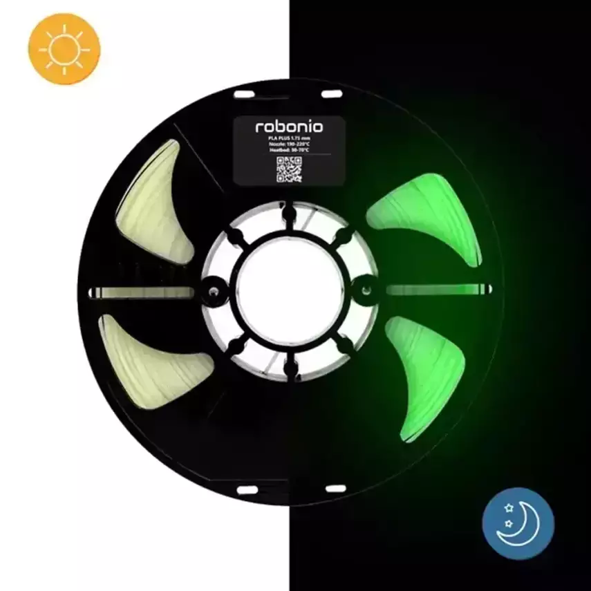 Robonio PLA+ Karanlıkta Parlayan Filament Yeşil 1.75mm 1Kg - 1